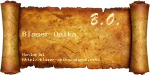 Blaser Opika névjegykártya